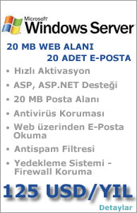 Çözüm 20MB Web Alanı - 20 E Posta